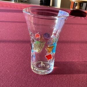 Beautiful unique drinking glasses with colored glass mosaic in the center